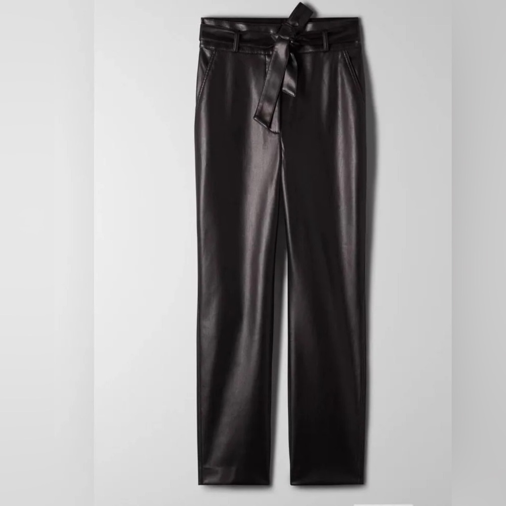 Aritzia Bavarian Vegan Sleek Black Faux Leather Pants
